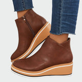 Leah - Orthopaedic Faux Leather Ankle Boots