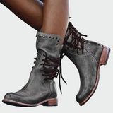 Heidi - Lace-Up Faux Leather Ankle Boots