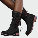Heidi - Lace-Up Faux Leather Ankle Boots