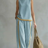 Ursula - Elegant and Casual Gilet and Trousers Set with Bicolour Finishes