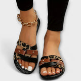 Jenevra - Leopard Cross-Strap Sandals