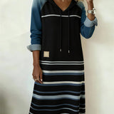 Camila | Striped Hooded Dress with Colour Mix