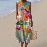 Maggie - Flowing Dress with Elegant Watercolour Effect