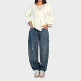 Zoe - Wide Leg Jewel Detail Jeans