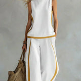 Ursula - Elegant and Casual Gilet and Trousers Set with Bicolour Finishes