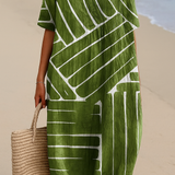 Tilly - Green Dress with Geometric Pattern