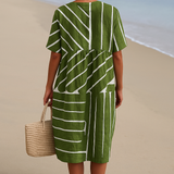Tilly - Green Dress with Geometric Pattern