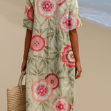 Freya - Floral Dress with Leaves and Mandala