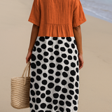 Scarlett - Orange Dress with Contrast Spots