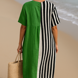Lara - Vibrant Green Dress with Black Stripes