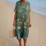 Summer - Aqua Green Floral Dress