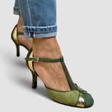 Ivy - T-Bar Patchwork Closed-Toe Pumps
