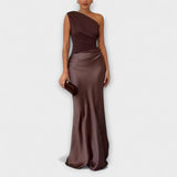 Chelsea - Asymmetric Satin Evening Dress