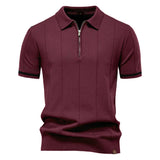 Riley - Vertical-Texture Half-Zip Polo