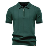 Riley - Vertical-Texture Half-Zip Polo