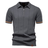 Riley - Vertical-Texture Half-Zip Polo