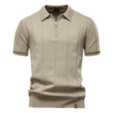 Riley - Vertical-Texture Half-Zip Polo