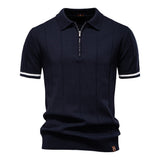 Riley - Vertical-Texture Half-Zip Polo