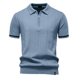 Riley - Vertical-Texture Half-Zip Polo