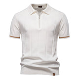 Riley - Vertical-Texture Half-Zip Polo