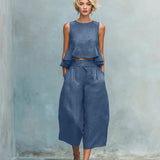 Two-Piece Women's Set with Ruffled Hem