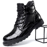 Levi - Croc-Embossed Faux Leather Boots