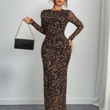 Natalia | Comfortable Printed Long Sleeve Maxi Bodycon Dress