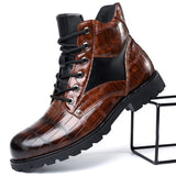 Levi - Croc-Embossed Faux Leather Boots