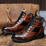 Levi - Croc-Embossed Faux Leather Boots
