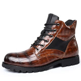 Levi - Croc-Embossed Faux Leather Boots