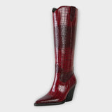 Stella - Croc-Effect Heeled Boots