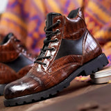Levi - Croc-Embossed Faux Leather Boots