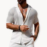 Declan - Short-Sleeve Hollow-Knit Shirt