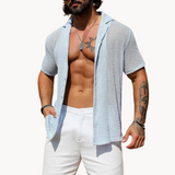 Declan - Short-Sleeve Hollow-Knit Shirt