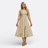 Isla - Short-Sleeve Lace Evening Dress