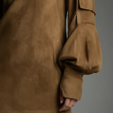 Livia ❘ Oversized Mini Suede Dress with High Neck