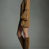 Livia ❘ Oversized Mini Suede Dress with High Neck