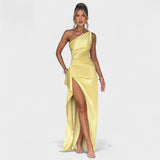 Lily - Asymmetric Satin Evening Dress