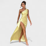 Lily - Asymmetric Satin Evening Dress