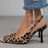 Matilda - Khaki Leopard Print Pointed-Toe Pumps