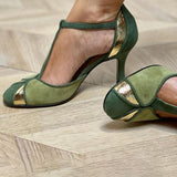 Ivy - T-Bar Patchwork Closed-Toe Pumps