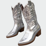 Sarah - Metallic Cowboy Ankle Boots
