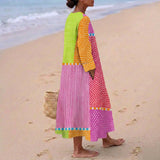 Florence - Colourful Patchwork Dress with Spots and Stripes
