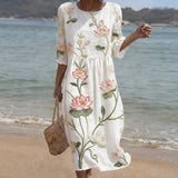 Ariana - Dress with Plant and Flower Print