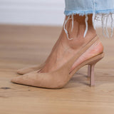 Isla - Nude Slingback Pumps with Slim Heel