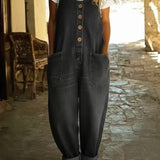 Isla - Vintage Washed Denim Cotton Jumpsuit